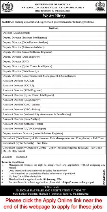 NADRA Exclusive Job Opportunities islamabad